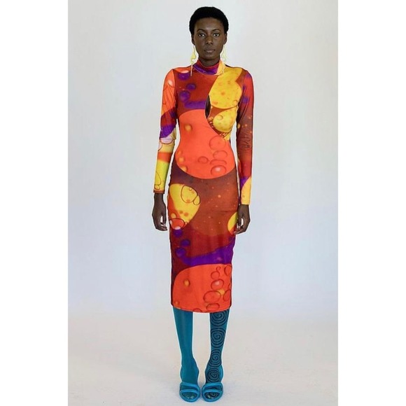 Colorful Abstract Long Sleeve Dress - Picture 1 of 11